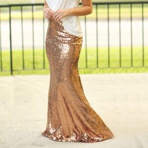 Rose Gold sequin maxi skirt!